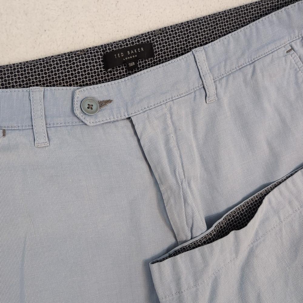 TED BAKER LONDON BABY BLUE STRETCH CHINO‎ SHORTS 36Rx9" Inseam EUC